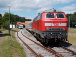 218 366 mit dem Uex Heringsdorf-Kln,am 13.Juli 2014,in Hernigsdorf.