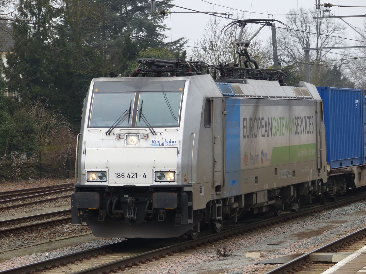 Rurtalbahn Cargo Lok 186 421-4 Dordrecht, Niederlande 16-02-2017.