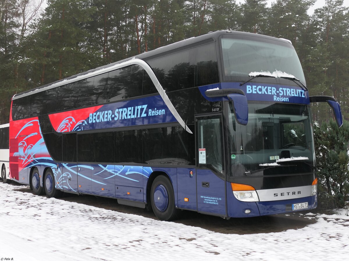 Setra 431 DT von Becker-Strelitz Reisen aus Deutschland in Neustrelitz.