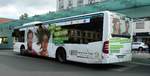 MB Citaro von Rh�nEnergie als Werbetr�ger f�r die Fuldaer Hochschule steht am Busplatz Heertor in Fulda, Juni 2017