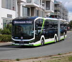 MAN Lion´s E als Linie 36 von Rostock Mecklenburger Allee nach Warnem�nde Strand am 22.07.2023 in Warnem�nde Werft