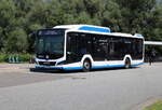 Der MAN Lion´s City stand am 19.07.2024 in H�he Rostock Hauptbahnhof/S�d.